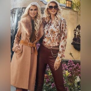 Marciano Fall Leaves Pattern Satiny Bodysuit - Size M